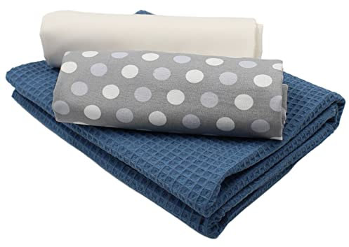 VmG-Store Waffelpique + Baumwollstoff Set farblich abgestimmt Waffel Stoff 100% Baumwollstoff Tex Standard 100 (Punkte auf Grau Set26)
