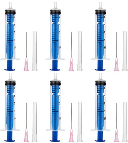 Mooshy 6 Stück Spritzen 10 ml - Plastik Kolostrum Spritze mit Kappe für Labor Industriell Flssigkeitsmessung Tierfütterung Pflanzenbewässerung DIY Craft Nachfüllkleber