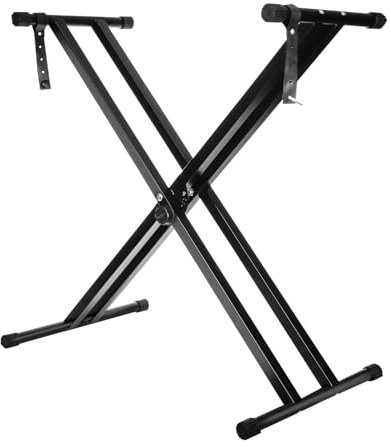 Holdfiturn Keyboard Stand X Frame Electronic Piano Bracket 7 Position Folding Adjustable Height 49cm-97cm Electronic Piano Bracket with Locking Strap