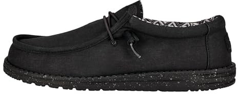 HEYDUDE Wally Canvas - Chaussures pour Hommes - Baskets avec Semelles Confortables - Style Mocassin, Black/Black, 46