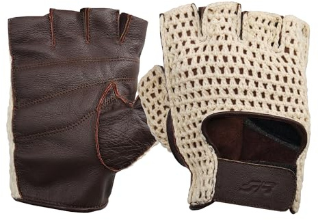 Simoni Racing GV4XL Autohandschuhe im Vintage-Stil, echtes Leder und Baumwollnetz, Größe XL