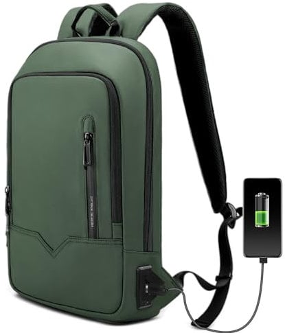 HEROIC KNIGHT Laptop Rucksack Herren Leicht Business Rucksack mit USB-Anschluss Wasserdichter Rucksack Herren Schulrucksack jungen 15,6 Zoll Laptop Backpack für Schule Arbeit Uni Reisen-Grün