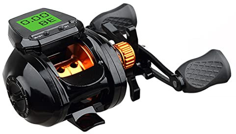 Otufan Angel Rolle, LCD Digital Display Baitcasting Ausgestattet mit einem 6-Gang-Zentrifugal-Bremssystem und Einer 12-Gang-Magnetbremse Elektrische Zähl-Angel Rolle (Gold)