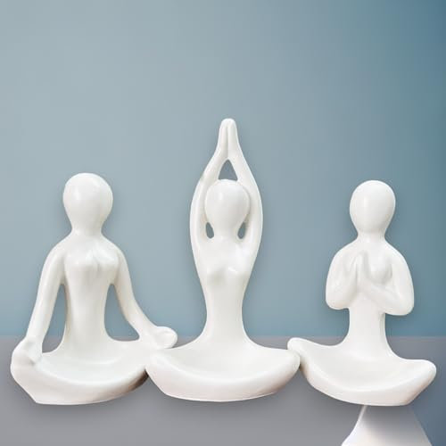 URBAN SENSE Yoga Statue Figur 3er Set Minimalistische Keramik Meditation Denker Skulptur | Deko | Yoga Statuen
