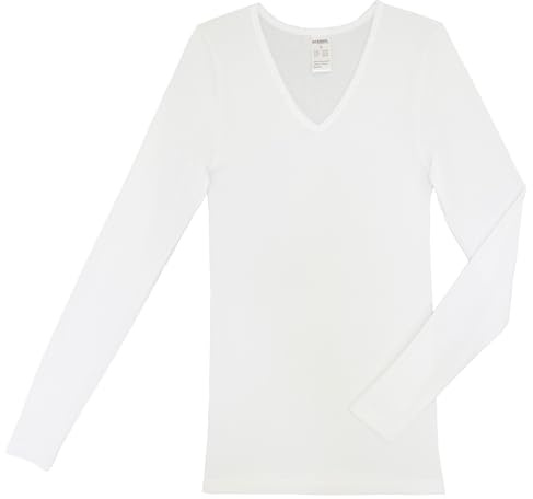 HERMKO 13680 Damen Langarm Unterhemd mit V-Ausschnitt