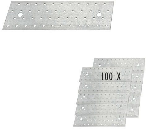 siwitec Lochplatten aus sendzimirverzinktem Stahl | 240 x 80 mm | 100 Stück | witterungsbeständige Holzverbinder | Verbindungsplatten