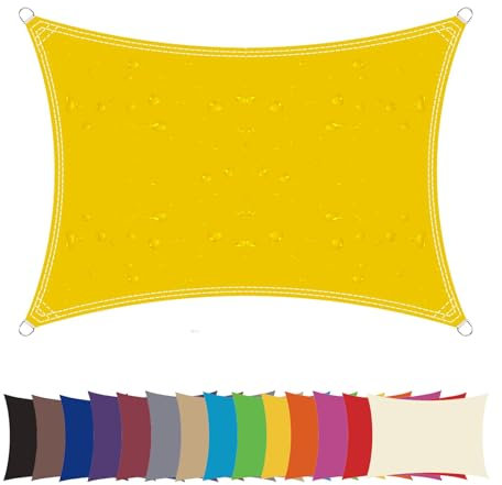 Ygann Sonnensegel Sonnenschutz Sonnendach Balkon Wetterschutz wasserabweisend Winddicht PES 420D 96% UV-Schutz für Garten Outdoor Viereck Rechteck Quadrat Gelb,1.6x1.6m