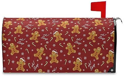 Sipeigyd Housse de boîte aux lettres magnétique en forme de bonhomme en pain d'épice pour extérieur, jardin, cour, maison - 52,8 x 64,5 cm