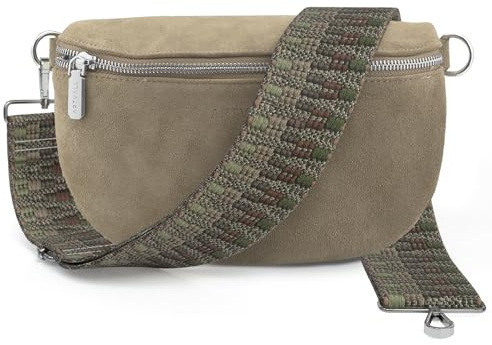 ARTVALL - Umhängetasche Wildleder Tasche Handtasche Velours Bauchtasche Klein mit Schultergurt Design Taschenband abnehmbar verstellbares Riemen Crossbody Bag Echt Ledertasche Damen mit Reißverschluss