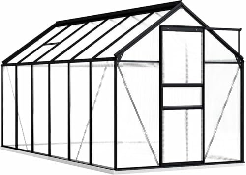 Greenhouse with Base Frame Anthracite Aluminium 7.03 m², Garden Shed Plant Nursery House, Conservatory Backyard Outdoor Garden Warm House Plants Grow House