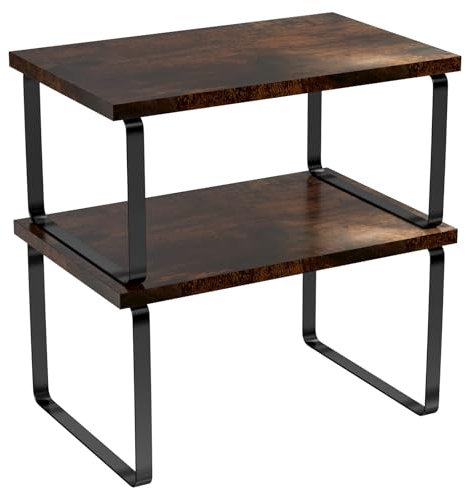 Ghazpmuk 2 Piezas Estante para Especias, Organizadores de Cocina, Estante Organizador Expandible para Gabinete, Estantes de Almacenamiento Apilables para Armarios, Cocina, Baño y Salón, Negro y Marrón