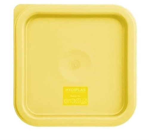 Hygiplas Square Food Storage Container Lid 10/15Ltr, Yellow Large | Creates a tight seal to preserve ingredients and prevent cross-contamination in busy commercial catering environments.
