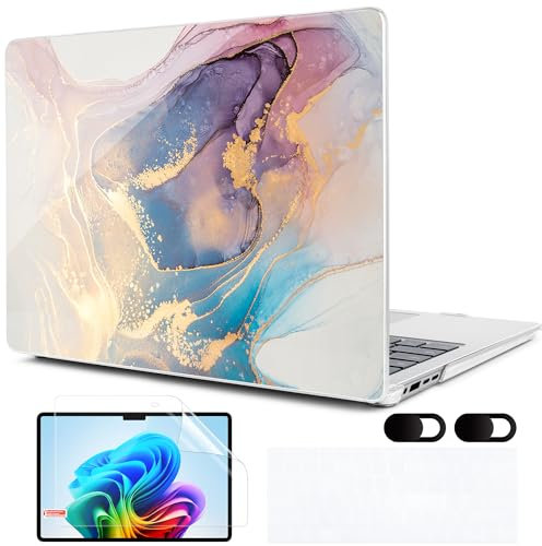 MEEgoodo Case for Microsoft Surface Laptop 13.8 inch Touchscreen 2024 (7th Edition),Clear Cover Fit Model 2036,Laptop Hard Shell with Keyboard & Webcam Cover & Screen Protector,Abtract Marble