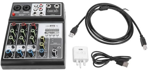 Professional Audio Mixer, USB MP3 DJ Mixer 48V Phantom Power Sound Mixing Console Interface for Stage Live Gigs Karaoke (Alomejor7rg2xfsena-13)