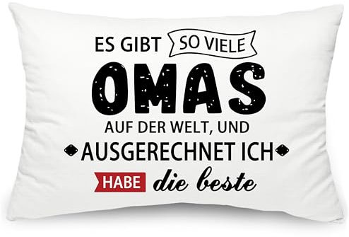 Yufansd Oma Geschenk Großmutter Dekokissenbezug mit Spruch Es gibt so viele Omas auf der Welt, und ausgerechnet ich Habe den besten, Kissenhülle für Kissen Bett/Sofa Superweicher 50 x 75 cm (Omas)