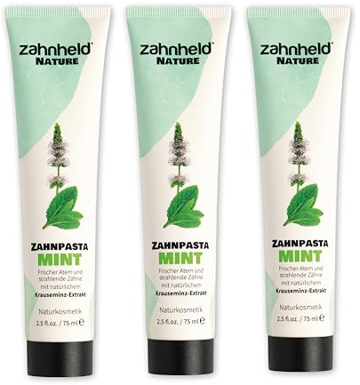 Zahnheld Nature Mint Zahnpasta mit Fluorid, 75ml, vegan, ohne Mikroplastik | Zahncreme mit Krauseminz-Extrakt & Kokosöl für Zähne & Zahnfleisch, Zahnreinigung & Mundhygiene für frischen Atem