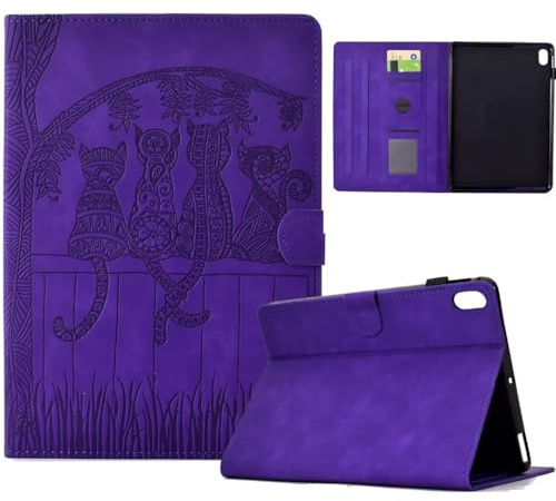 Vaitasy Coque pour iPad 2025 A16 11/ iPad 10 2022 10.9 Mignon modèle de Dos de Chat Cuir PU avec à Angles de Vision Multiples Étui pour iPad 11 2025 Violet