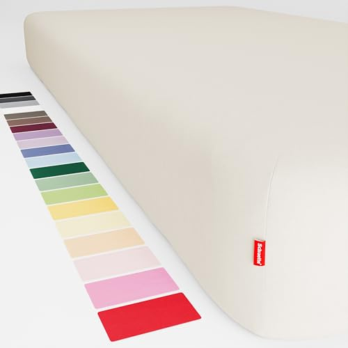 Schuette® Topper Spannbettlaken • 90x200 cm • Wow! Kollektion: Almond Cream (Ecru) • 100% Superfluff Baumwolle, Blickdicht, Faltenfrei • mit Rundumgummi • Matratzenhöhe bis 10 cm
