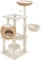 Abician Arbre à Chat en Rotin Tour pour Chat en Sisal Jouet Design Moderne 137,5 cm de Haut Beige en Peluche avec Cachette Ronde Perchoir Paniers Griffoir
