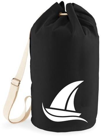 Huuraa Seesack Segeln Segelboot Geschenk 20 Liter Rucksack Black Baumwolle Segeln Geschenkidee
