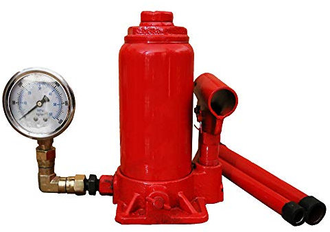 Heavy Duty Hydraulic Bottle Jack with Pressure Gauge for Car, Van, Boat, Truck, and Caravan Lifting