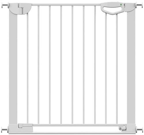 Geuther Türschutzgitter Easylock Flatstep Weiß I Treppenschutzgitter zum Klemmen oder Bohren I Breite 83-90 cm I Türschutz für Ihr Baby & Haustier I Kinderschutzgitter beidseitig öffnend