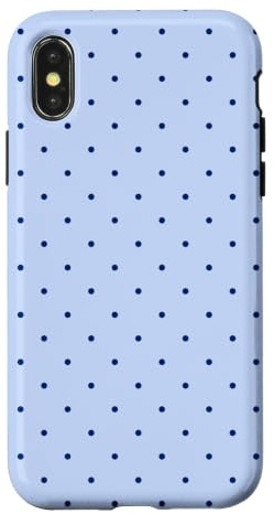 Light Blue Navy Polka Dot Aesthetic Cute Tiny Polkadot Case for iPhone X/XS