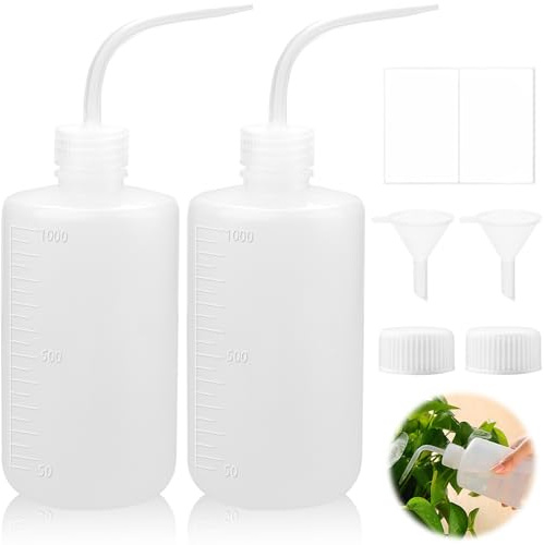 qjuwhua 2 Stück Spritzflasche 1000ml Quetschflasche Laborflasche Dosierflasche Squeeze Bottle Flasche aus HDPE Waschflasche Gießflasche für Laborreinigung Pflanzenbewässerung Tattoo Wasch