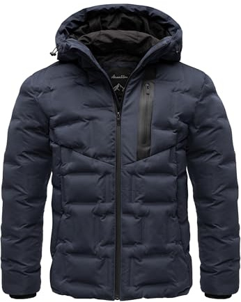 Amaci&Sons Herren Gefütterte Dicke Winter Jacke für Männer mit Kapuze 9128