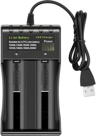 Dual 18650 Battery Charger, Universal Intelligent Battery Charger for 3.7V 3.6V Li-ion Rechargeable Batteries USB Fast Charger for 18650 18500 18490 18350 17670 17500 16340 14500 14650 26650 22650
