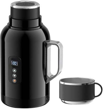 Electric Kettle - Portable 1500Ml Heating Pot, 12/24V Travel Boiler, Rapid Boil Water Heater Cordless Jug, Stainless Steel Thermal Vessel, Auto Shut-Off Function | Hot Water Solution for Camping