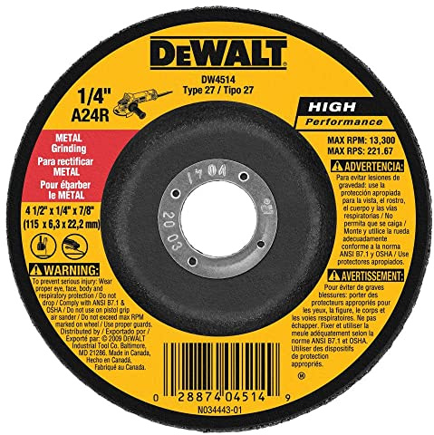 DEWALT DW4514 1/4 Thick Grinding Wheel with 4-1/2 Diameter and 7/8 Arbor