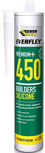 Everbuild Everflex 450 Premium+ Builders Silicone Sealant – Waterproof Seal – Suits Most Building Materials – Internal and External Use – Buff – 300ml