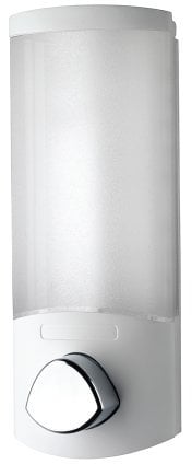 Croydex Wall Mounted Soap Dispenser - Eliminates Shower Clutter, Easy to Refill and Has a Pre-Measured Pump for Your Shower Gel, Shampoo and Conditioner, Mount On Corner or Flat Wall (White, 350ml)