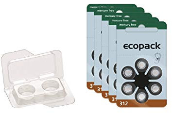 30x Ecopack Hörgerätebatterien Typ 312 – Mercury Free, Zinc Air PR41 (ZL3) – Langlebige & Hörgeräte Batterie – Kompatibel mit Oticon, Siemens, Phonak