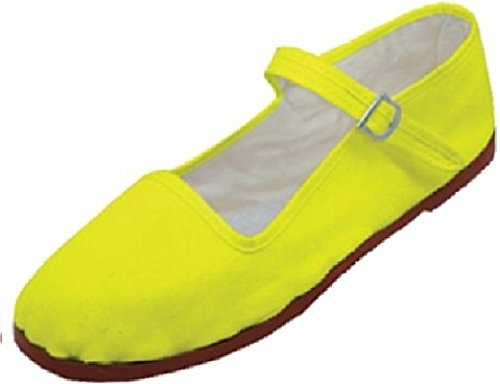 Womens Cotton Mary Jane Shoes Ballerina Ballet Flats Shoes (9, Yellow 114)