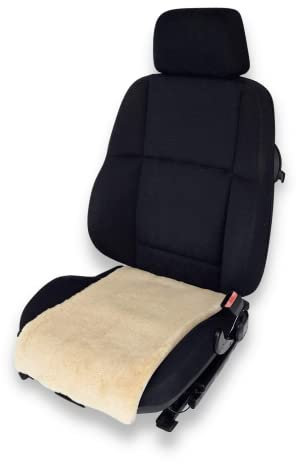 Hochwertige Lammfell Autositzauflage 36 x 60 cm – Geeignet für Sommer und Winter - Universelle Passform – Sehr pflegeleicht – Lange Haltbarkeit (Sekt)