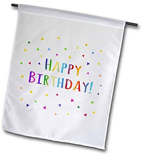 3dRose FL_202023_1 Happy Birthday Bunt Text mit Regenbogen Konfetti Geburtstag Gartenflagge, 30,5 x 45,7 cm