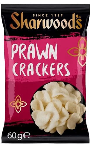 Sharwood's Ready-to-Eat Prawn Crackers, 60 g (1-Pack) | Authentic Chinese Style, Crispy & Savoury, Versatile Snack, Perfect with Dips, Delicious & Flavourful Taste