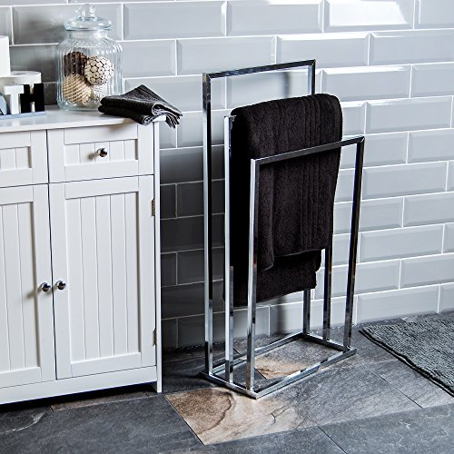 Bath Vida Three Tier Bathroom Towel Holder Freestanding Chrome Bar Rail Rack