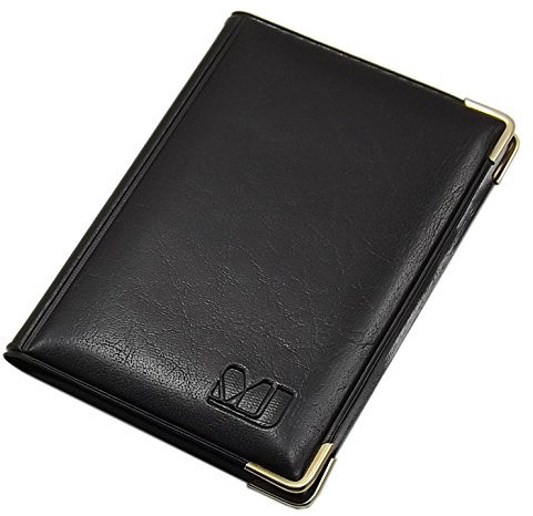 Exclusives Kredit- und Visitenkartenetui mit Schutzecken aus Metall 12 Fächer MJ-Design-Germany Made in EU Designs (Design 1 / Schwarz)