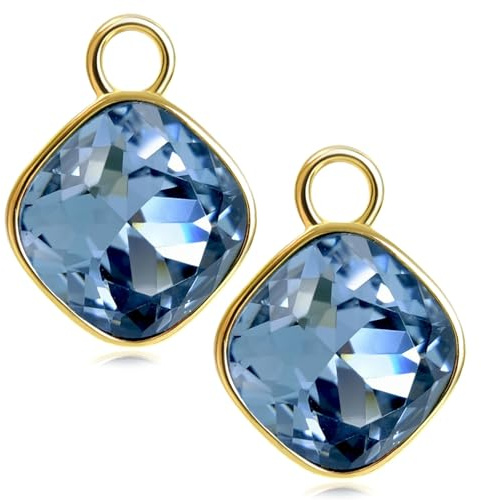 Charm Anhänger 2 Stück Gold 925 Sterling Silber für Creolen Markenkristalle NOBEL SCHMUCK®
