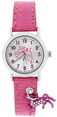 Crystal Blue Mädchen Uhr Analog Quarz mit Textilarmband 20015