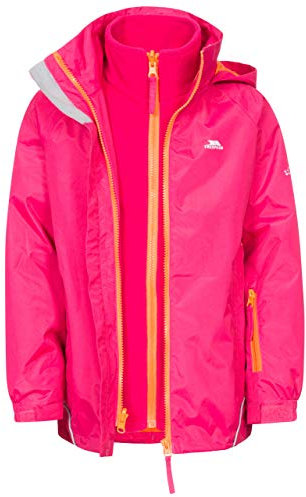 Trespass Rockcliff, Raspberry, 2/3, Wasserdichte 3-in-1 Jacke mit Kapuze, herausnehmbare Innenjacke aus Fleece für Kinder / Unisex / Mädchen und Jungen, 2-3 Jahre, Rosa / Pink