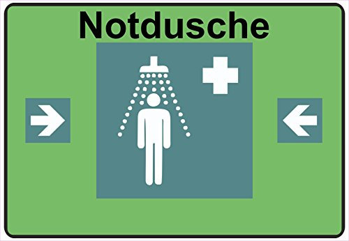 Schild Hinweisschild Hinweis Notdusche Not Dusche Rastplatz Motel Autobahn SOS
