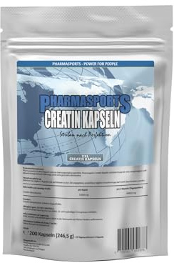 Creatine Monohydrate, 200 Kapseln, Kreatin Kapseln, Support für Muskelaufbau, Performance und Gehirnleistung, mikrofein & perfekt löslich