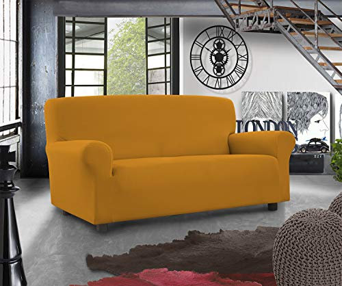 Banzaii Universal Elastischer Sofabezug, Sofabezug mit Armlehnen - 3 Sitzer Gold - Hergestellt in Italien