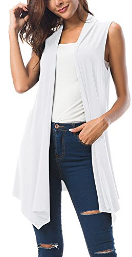 Urban CoCo Ärmellose Strickjacke für Damen, Sommer, offene Vorderseite, Weste, leicht, cooler Mantel, Weiss/opulenter Garten, X-Groß