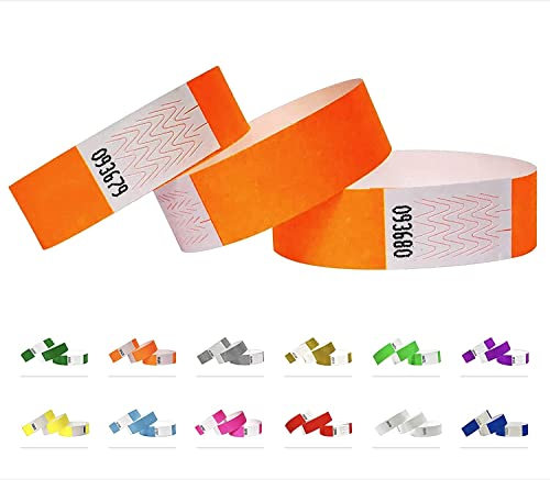 1000 Eintrittsbänder aus Tyvek - Party Einlassbänder, Securebänder, Festival Armbänder, Kontrollbänder für dein Event (Neon Orange, 1000 Pack)