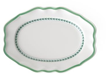 Villeroy & Boch French Garden Green Line Piatto da Portata Ovale, Porcellana Premium, Bianco/Verde, 37 cm